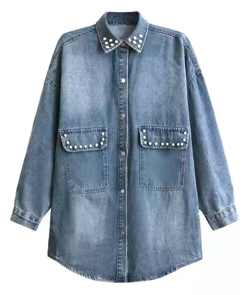 Loose Rivet Denim Blouse